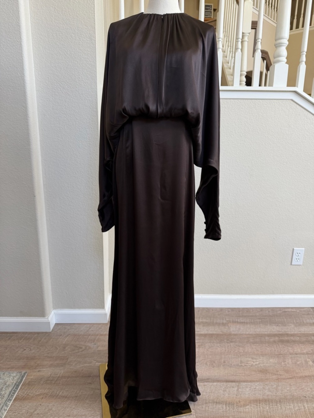 Twin-Set Chocolate Brown Satin Maxi Dress